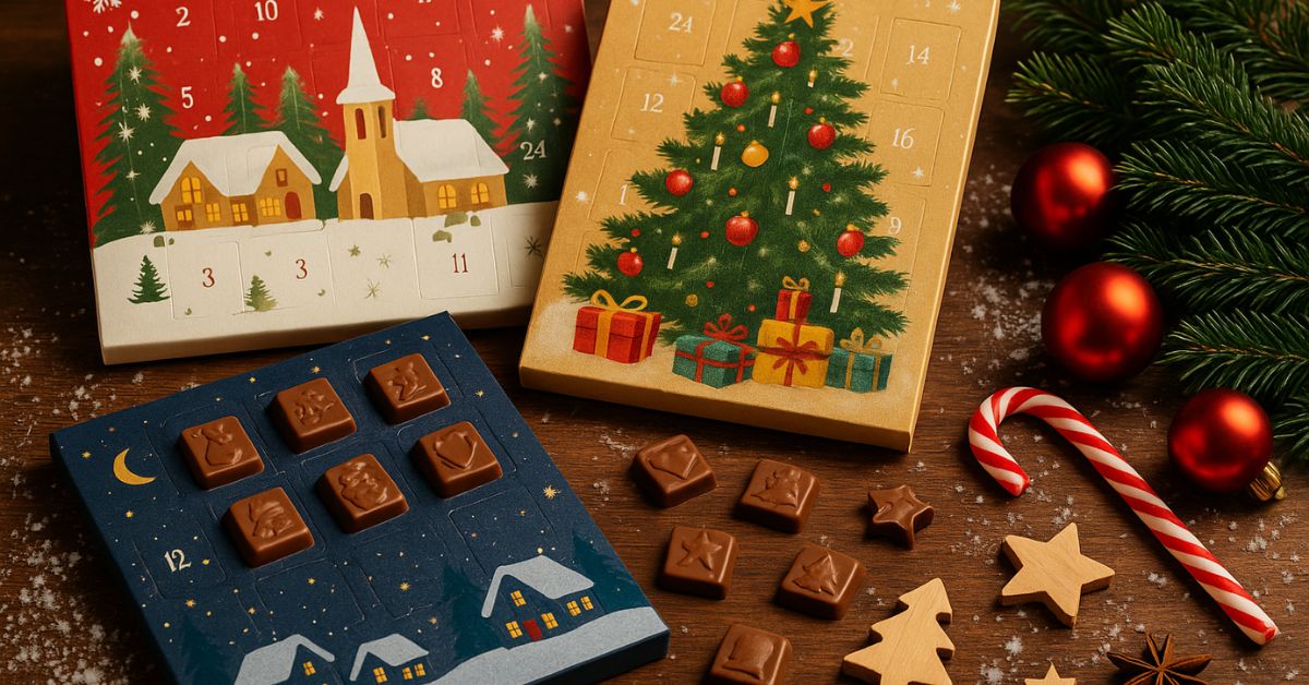 Forskellige chokolade julekalendere